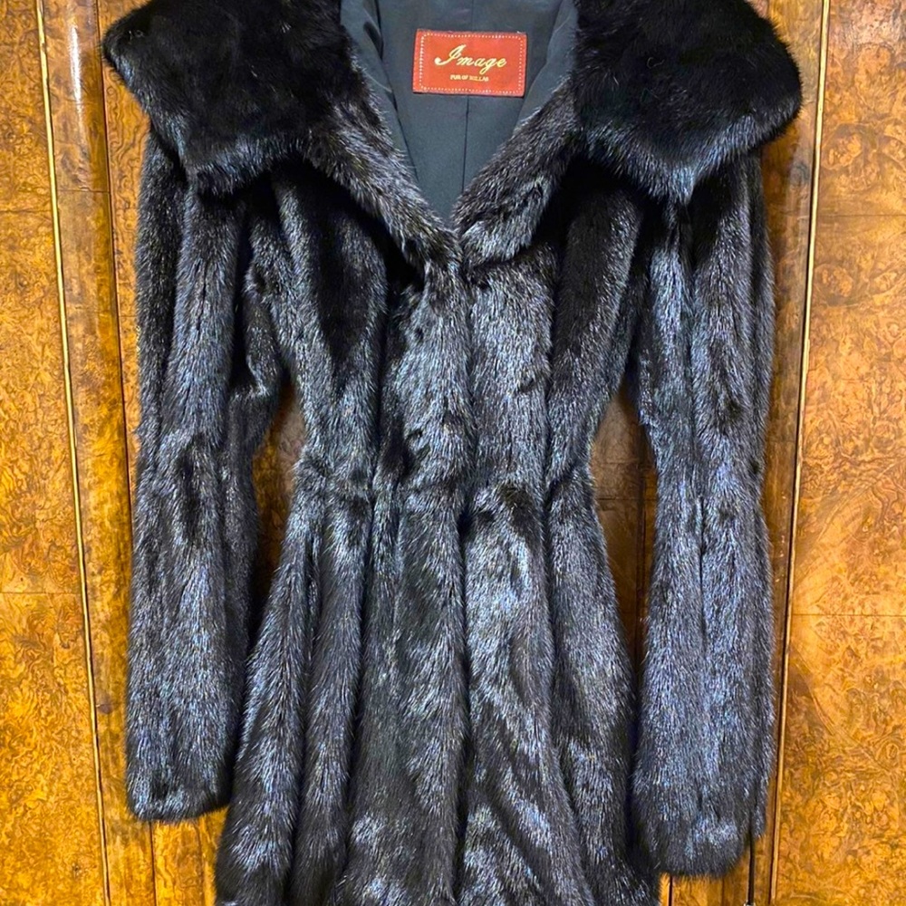100% Genuine black Mink Fur Coat